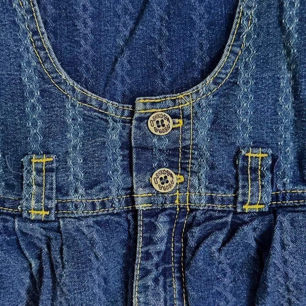 Vintage OshKosh B’gosh Girls Denim Overalls 6 USA Made 90s Stripe Cute Americana